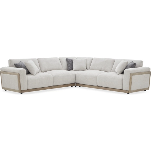 Magnolia Sectional Sofa in Neutral Fabric & Wood
